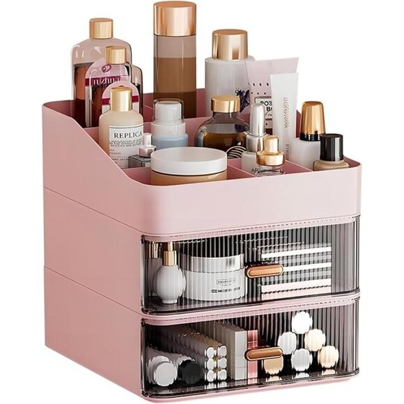 Dasiton Makeup Organizer Makeup Brush Holder with 2 Drawers - Picture 1 of 4